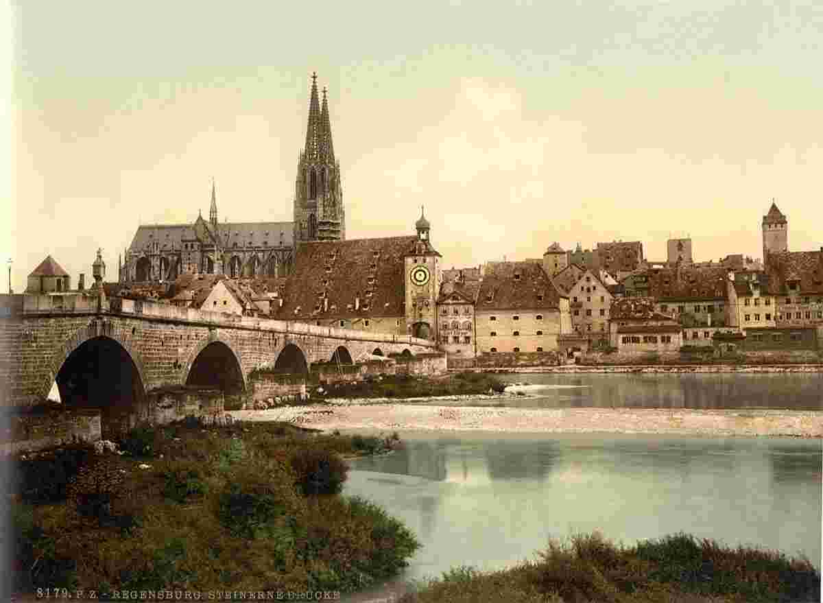 Regensburg. Steinerne Brücke, 1900s