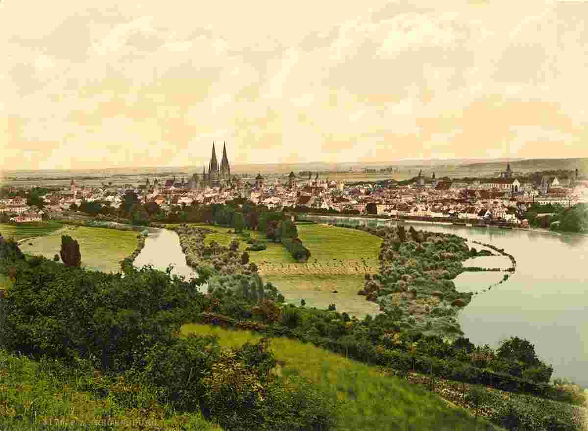 Regensburg. Panorama der Stadt, 1900