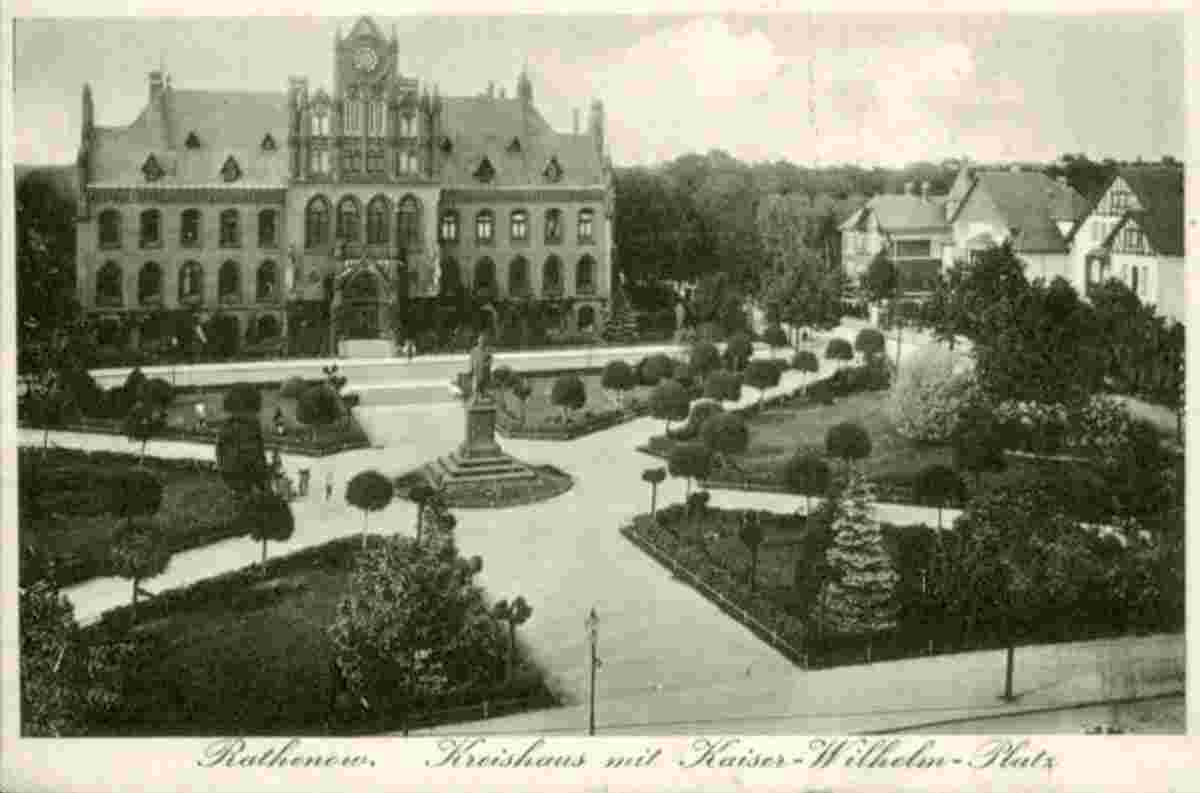 Rathenow. Kreishaus mit Kaiser Wilhelm Platz, 1915