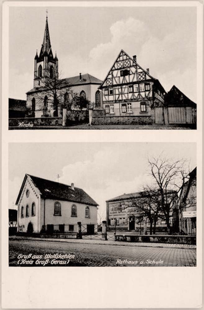 Riedstadt. Wolfskehlen - Kirche, Rathaus und Schule