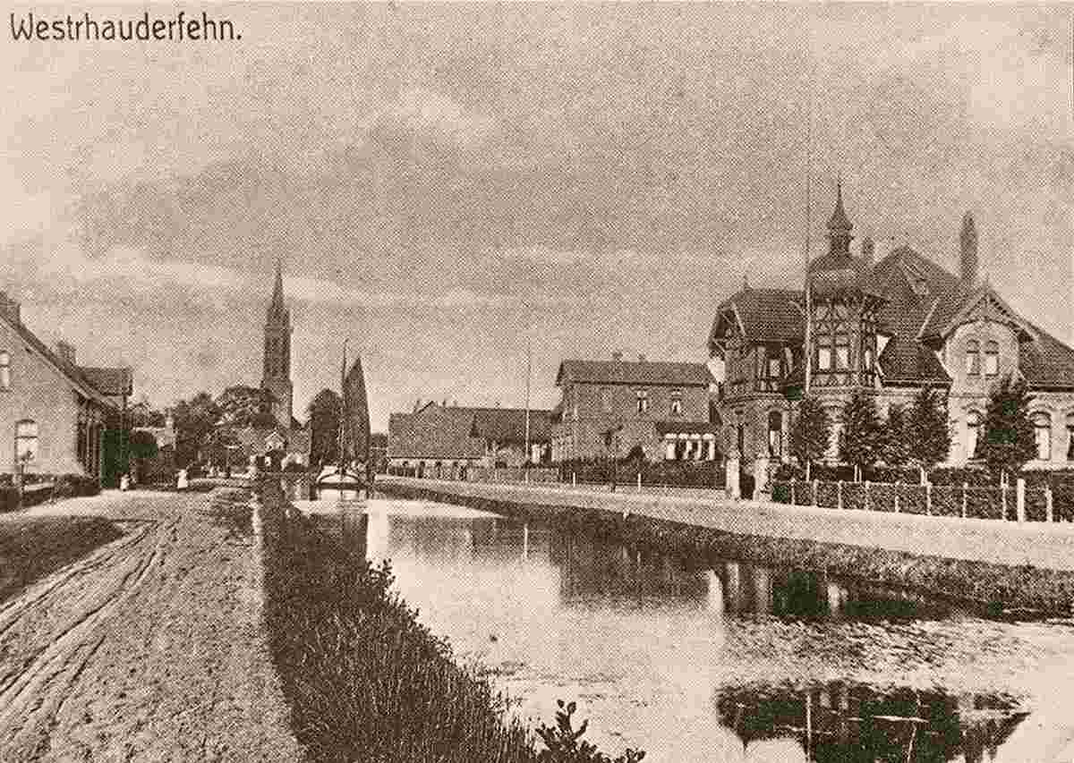 Rhauderfehn. Westrhauderfehn - Blick zur Kirche, um 1910