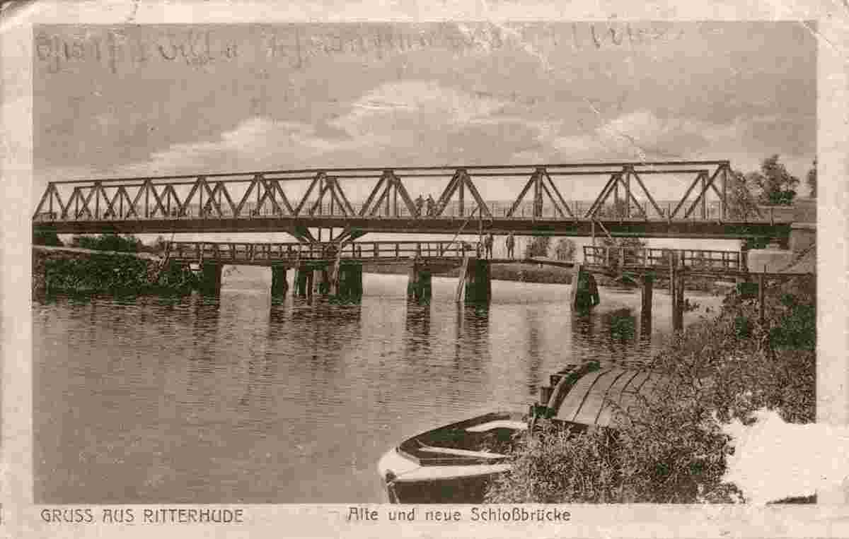 Ritterhude. Alte und neue Schloßbrücke, 1927