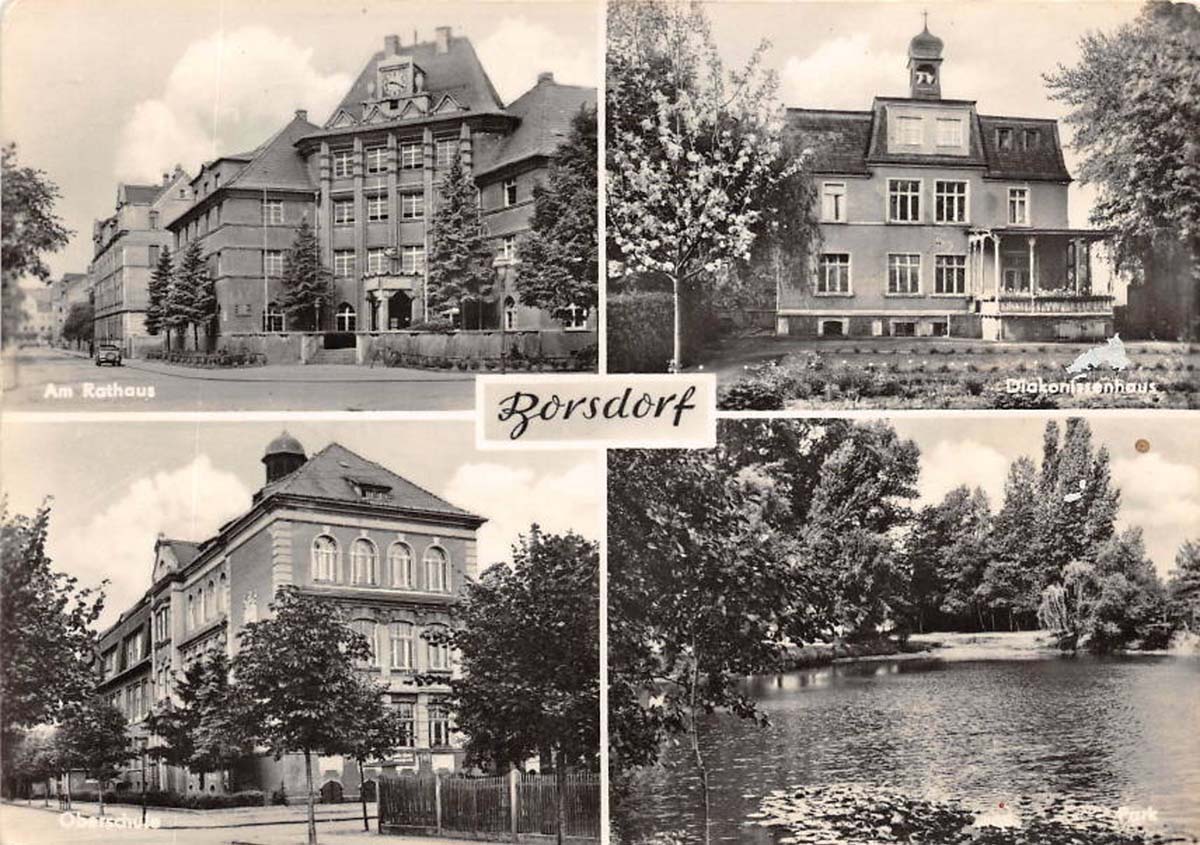 Rosdorf. Rathaus, Diakonissenhaus, Oberschule, Park