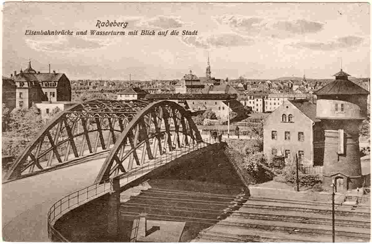 Radeberg. Eisenbahnbrücke und Wasserturm