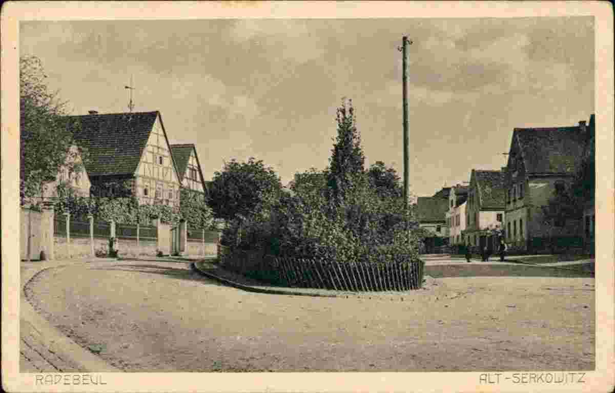 Radebeul. Serkowitz - Panorama von straße, 1928