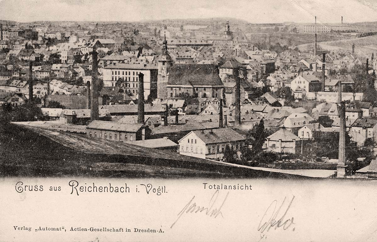 Reichenbach im Vogtland. Blick über Stadt