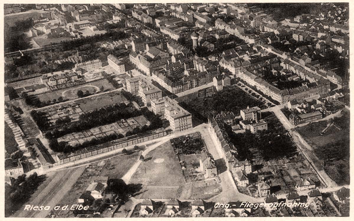 Riesa. Luftbild aus großer Höhe, 1940