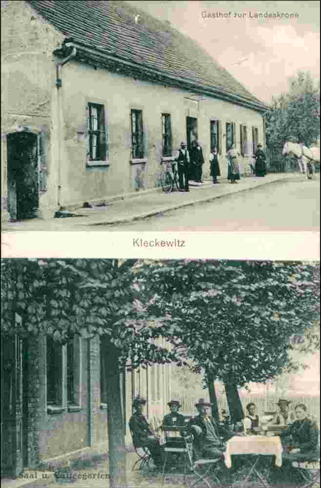 Raguhn-Jeßnitz. Kleckewitz - Gasthof zur Landeskrone, Saal und Kaffeegarten, 1912