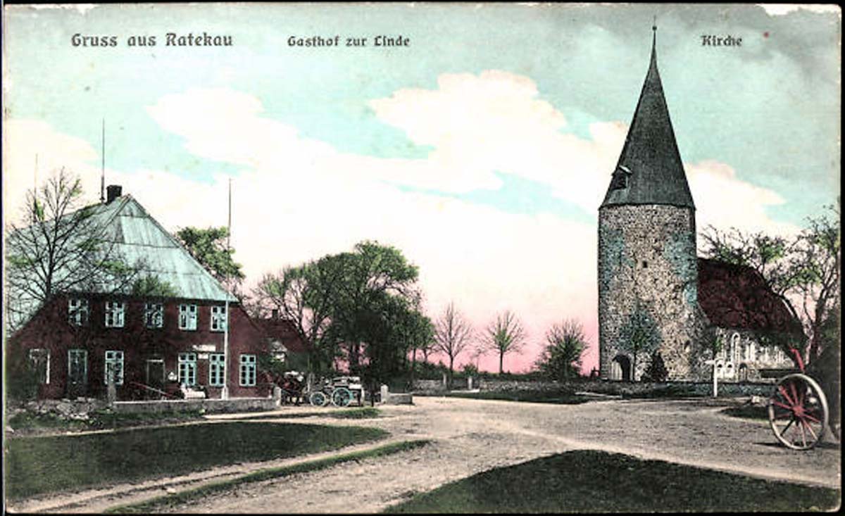 Ratekau. Gasthof zur Linde und Kirche, 1911