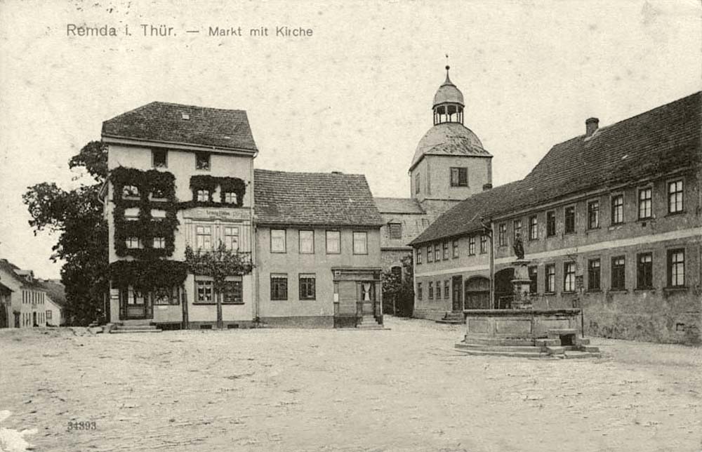 Remda-Teichel. Markt mit Kirche, 1912