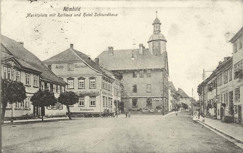 Römhild. Marktplatz mit Rathaus und Hotel 'Schlundhaus', 1931