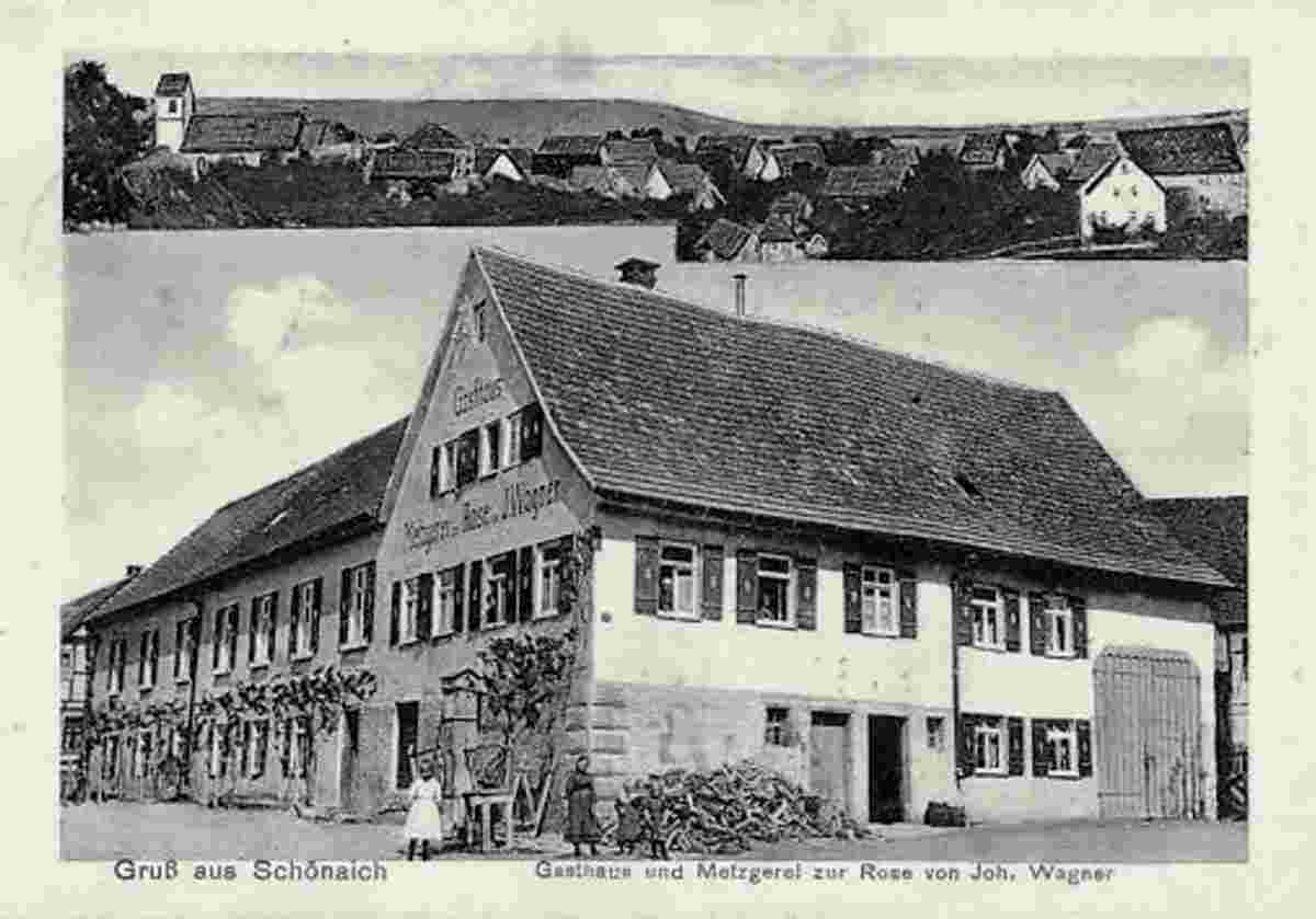 Schönaich. Gasthaus und Metzgerei zur Rose von Jon. Wagner, 1917