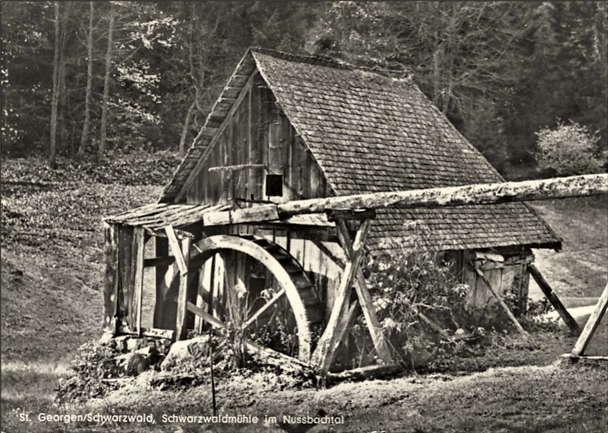 St. Georgen im Schwarzwald. Schwarzwald Mühle im Nussbachtal, 1963