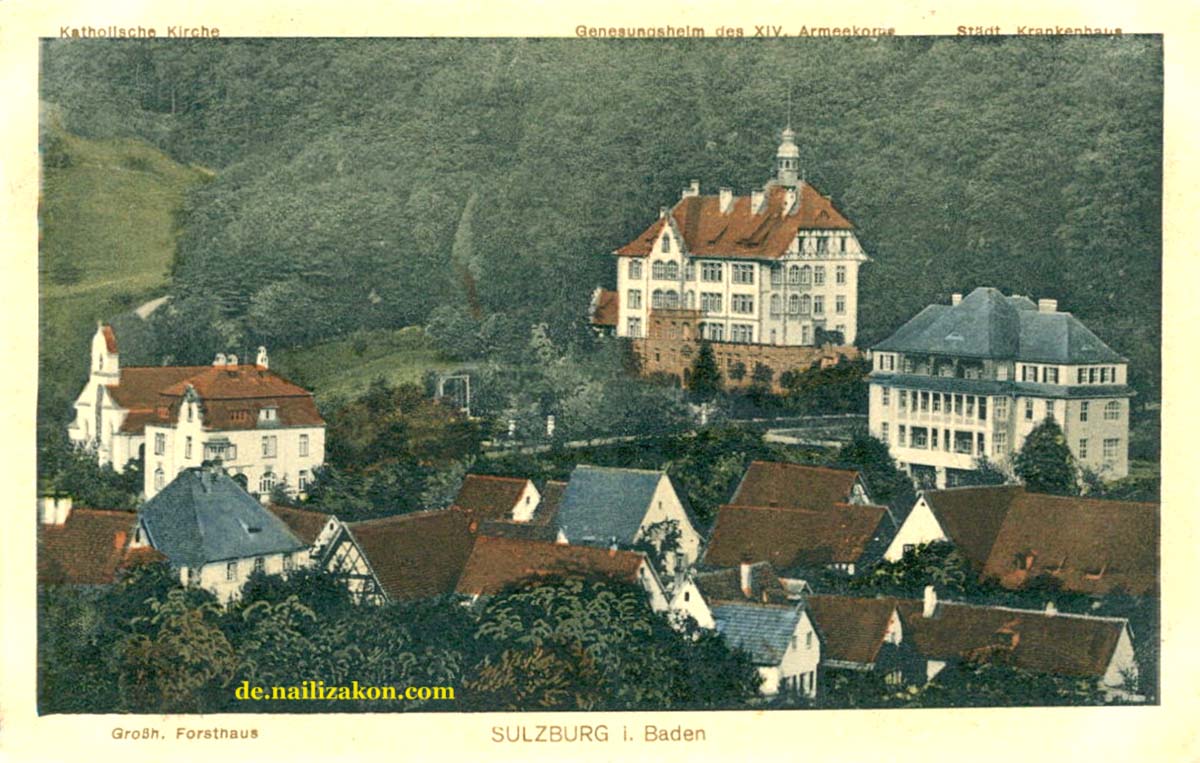 Sulzburg. Katholische Kirche, Genesungsheim, Krankenhaus, 1916