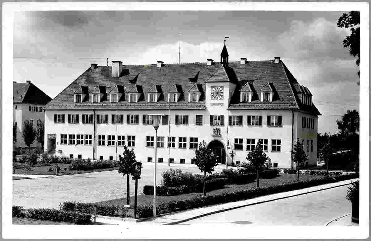 Schwandorf. Maxhütte, Rathaus, Postamt, 1955