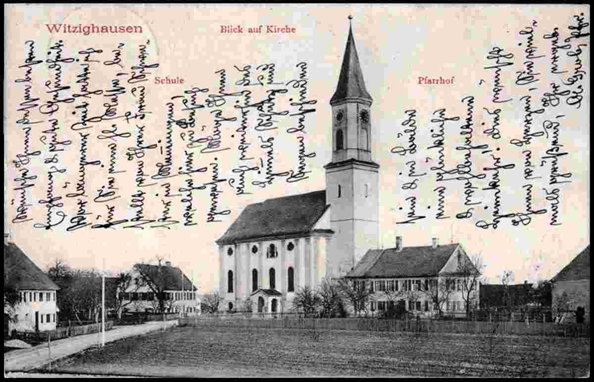 Senden. Witzighausen - Kirche, Schule, Pfarrhaus, 1915
