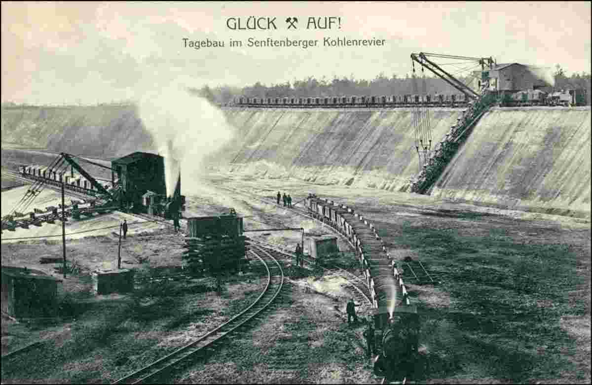 Senftenberg. Tagebau im Kohlerevier, Grube Meurostolln, 1922