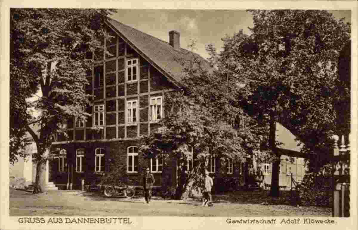 Sassenburg. Dannenbüttel - Gastwirtschaft, Inhaber Adolf Klöwecke, 1928