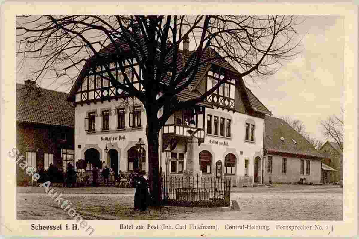 Scheeßel. Gasthaus zur Post, Inhaber Carl Thiemann, 1912