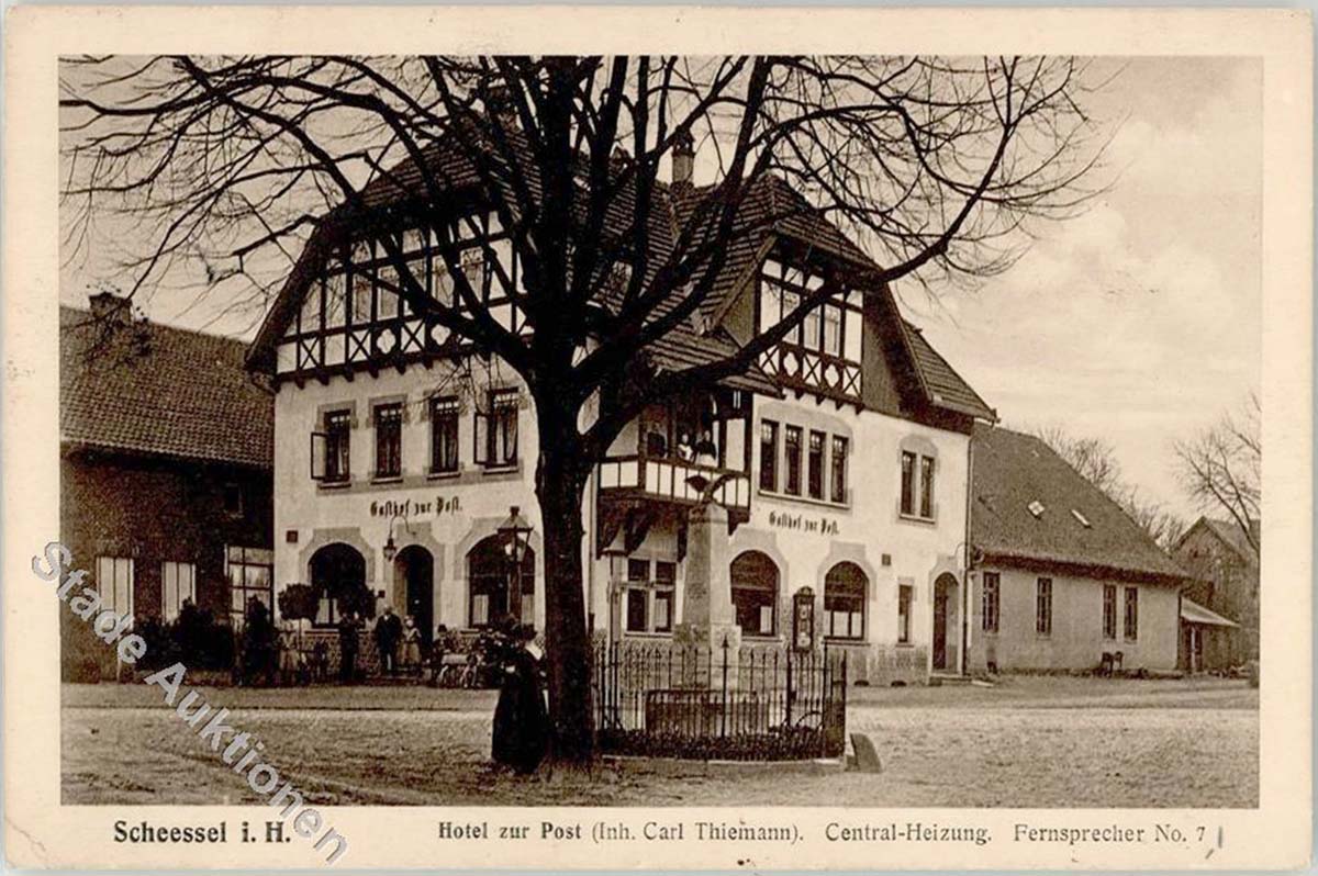 Scheeßel. Gasthaus zur Post, Inhaber Carl Thiemann, 1912