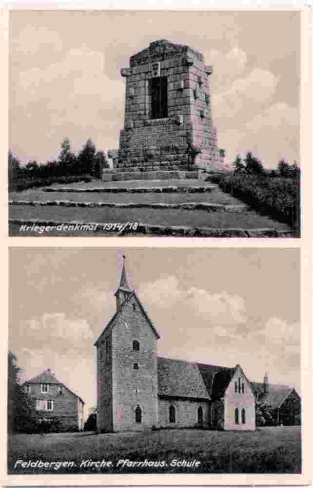Söhlde. Feldbergen - Kirche, Pfarrhaus, Schule, Denkmal 1914-1918, 1938