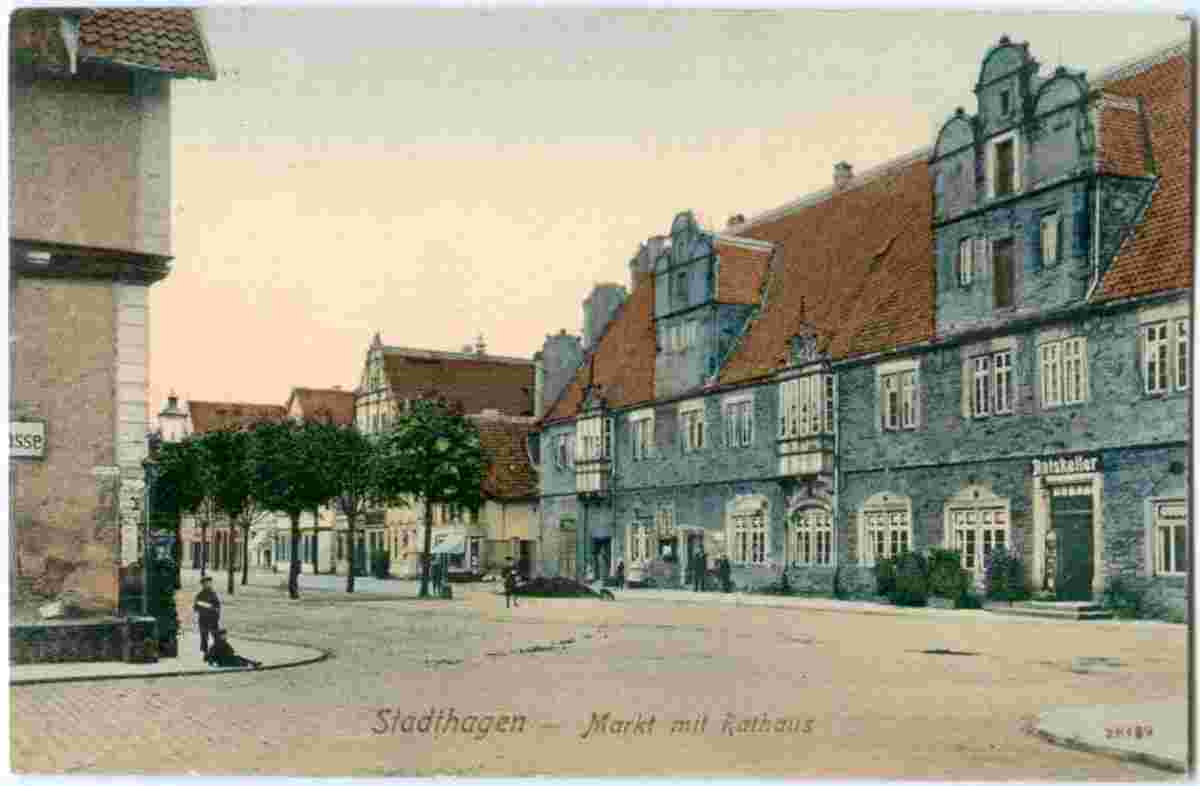 Stadthagen. Markt mit Rathaus, 1912