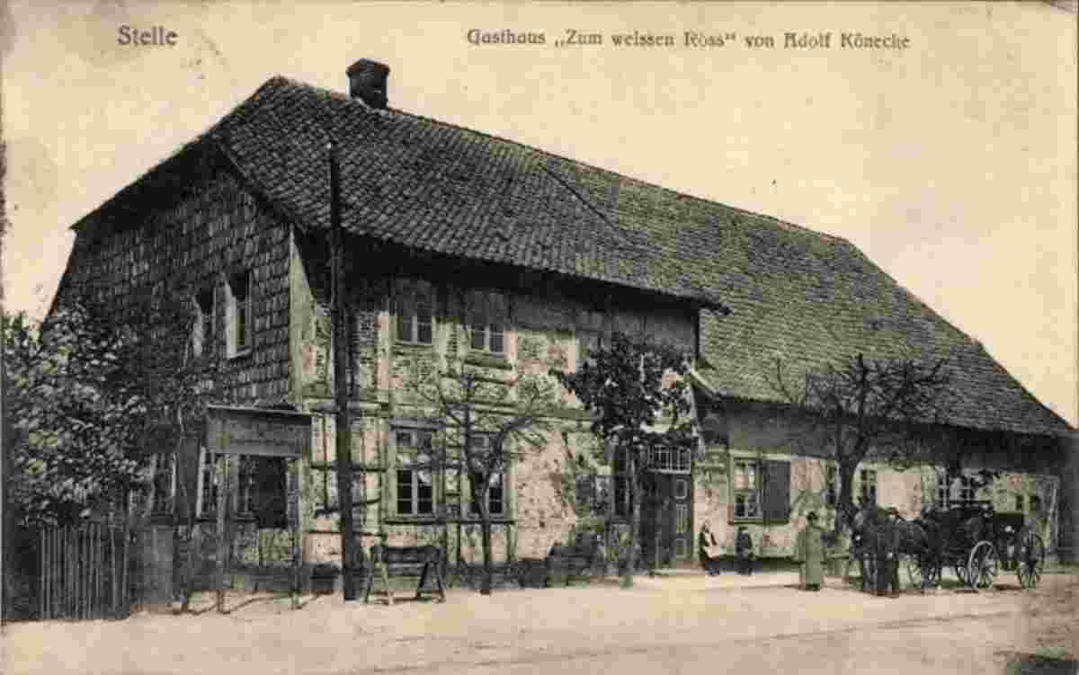 Stelle. Gasthaus 'Zum weißen Ross', Inhaber Adolf Könecke, 1911