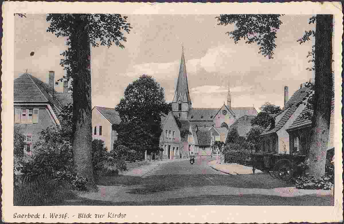 Saerbeck. Grevener Straße und Kirche