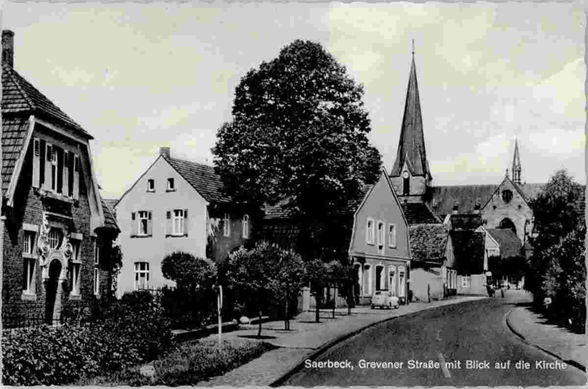 Saerbeck. Grevener Straße und Kirche