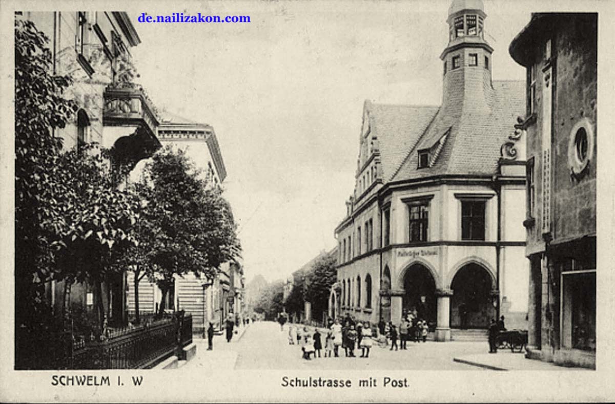 Schwelm. Schulstraße mit Post, 1921