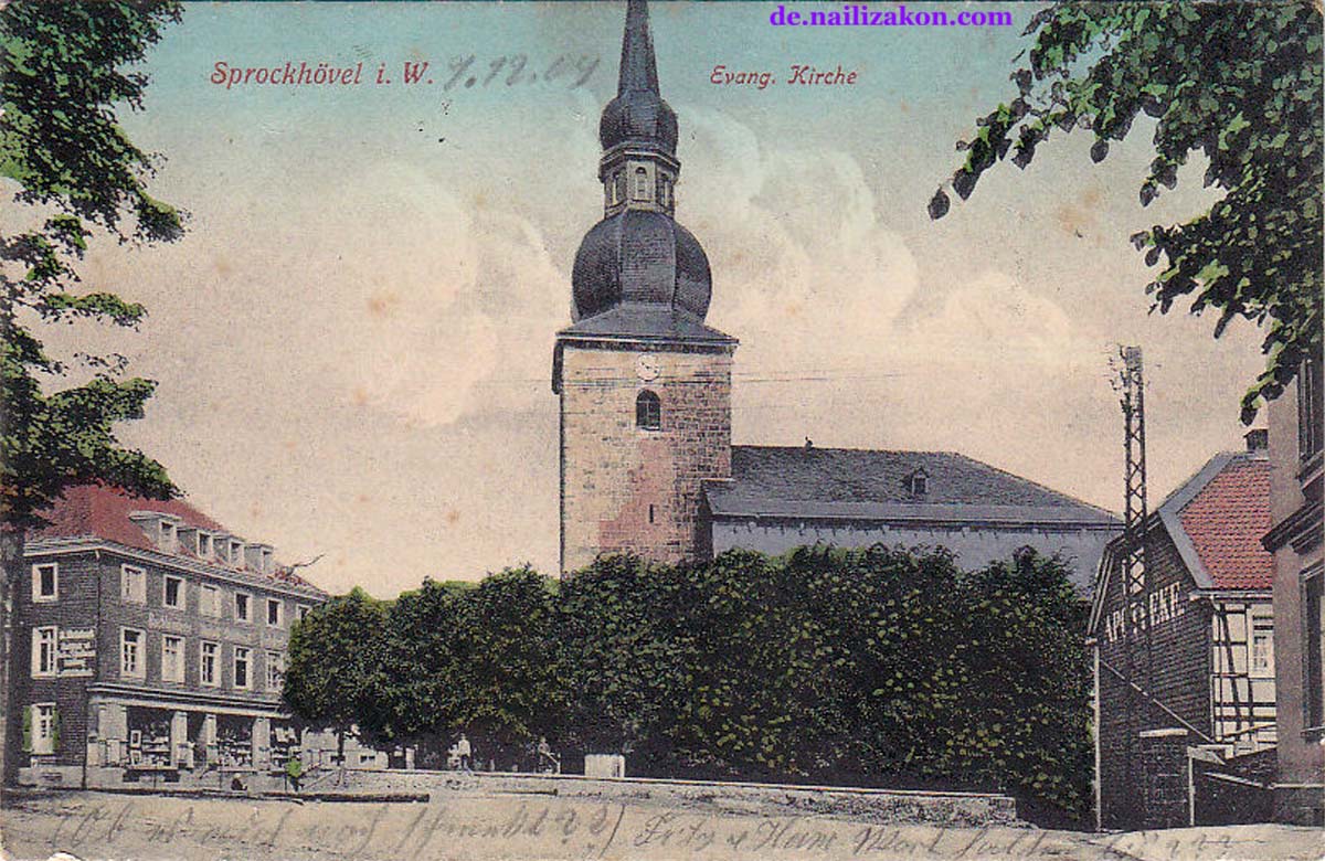 Sprockhövel. Evangelisches Kirche, Apotheke, 1909