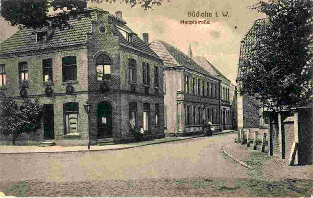 Südlohn. Hauptstraße, heute - Kirchstraße, um 1920-er Jahre