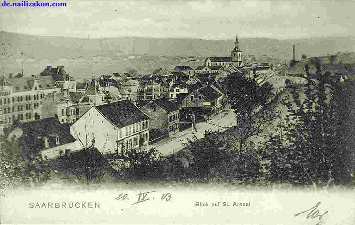 Saarbrücken. Panorama von St Arnual, 1903