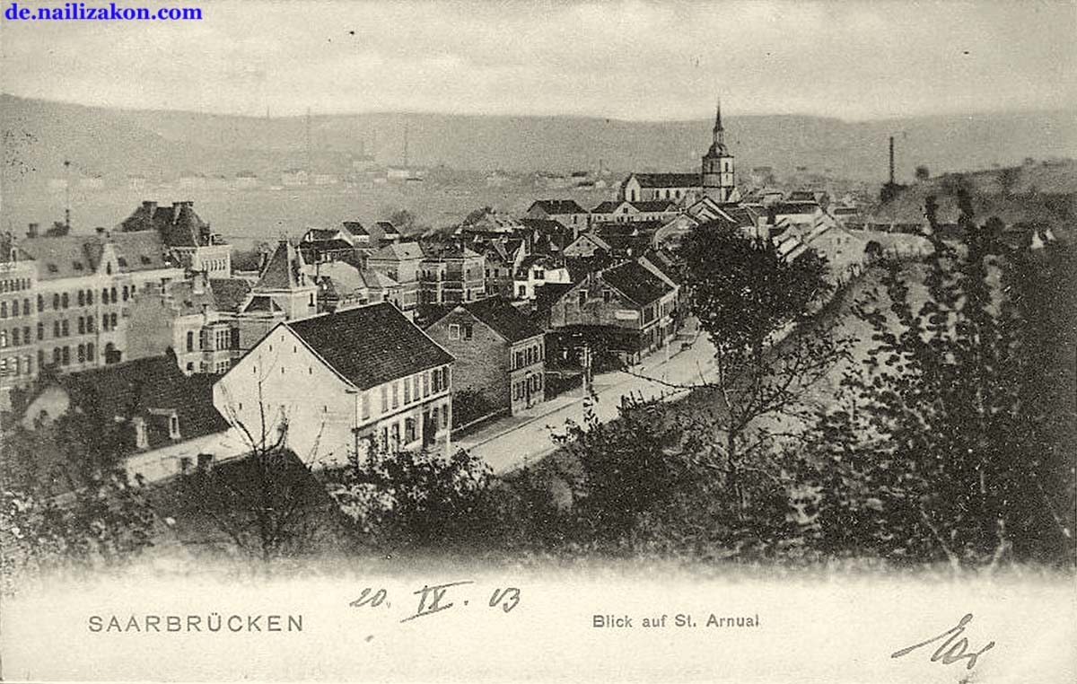 Saarbrücken. Panorama von Ortsteil St Arnual, 1903