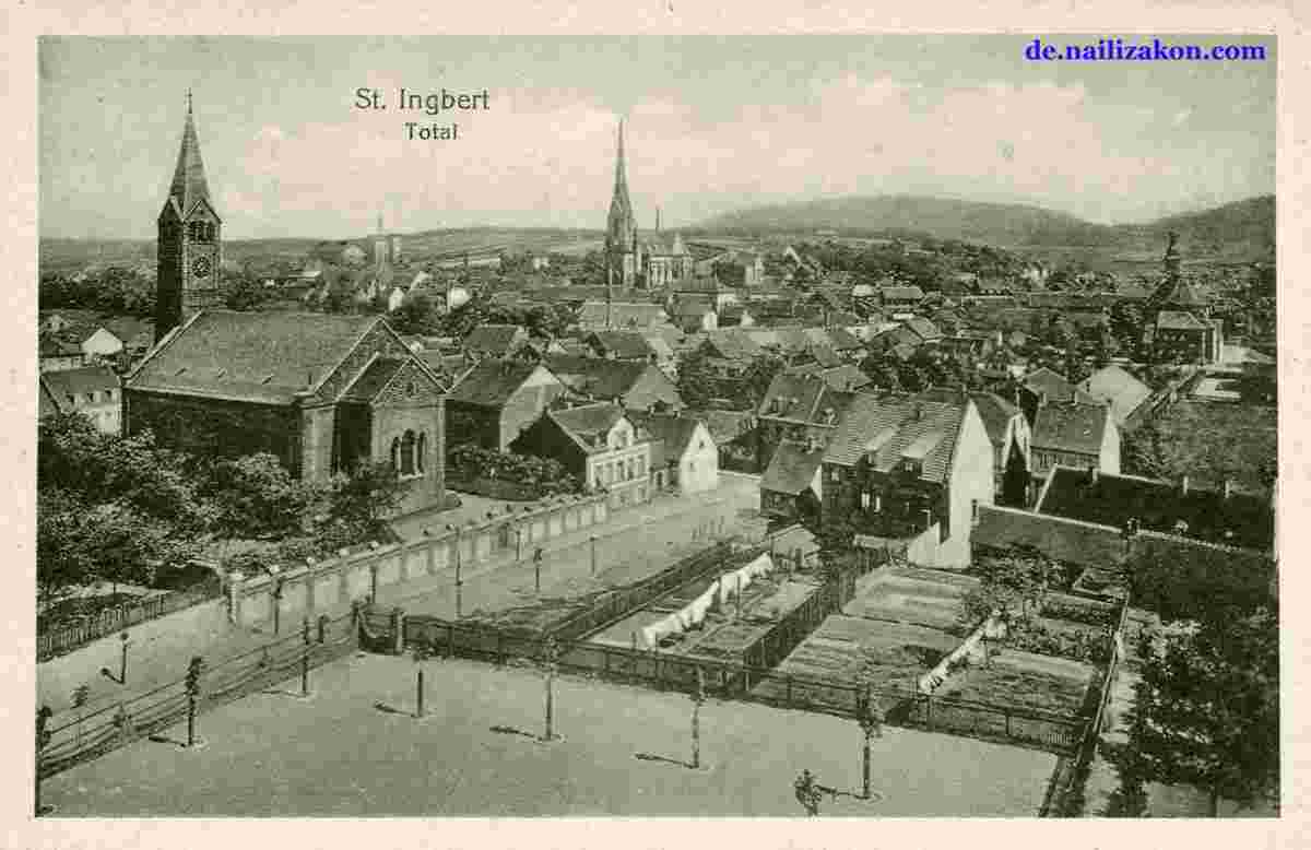 Sankt Ingbert. Panorama der Stadt, 1918