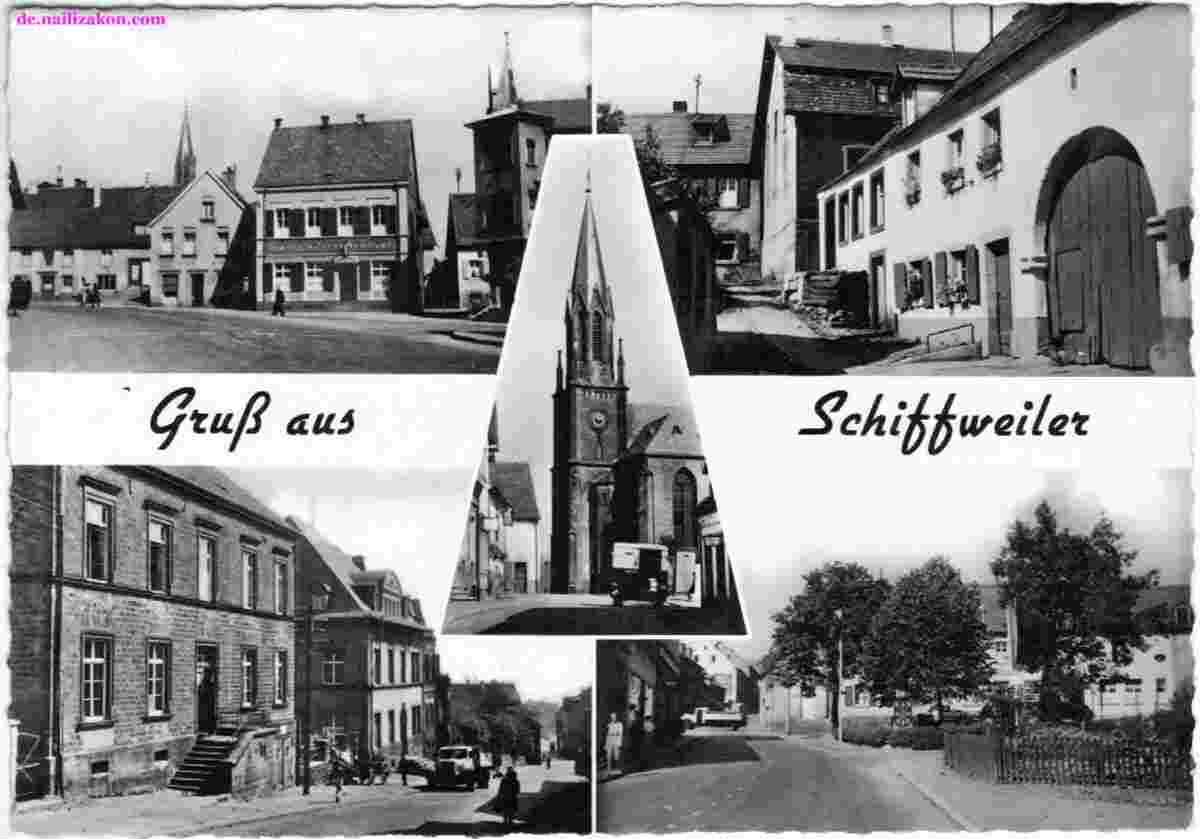 Schiffweiler. Heiligenwald - Panorama von Ortsstraßen