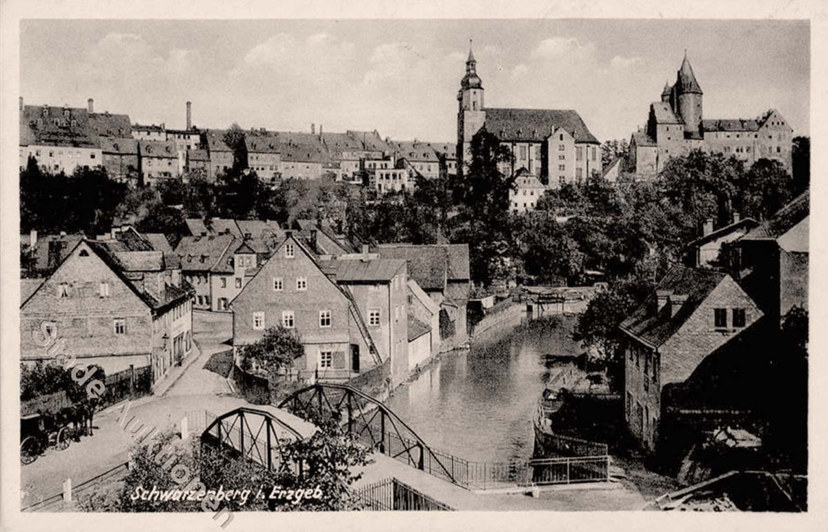 Schwarzenberg (Erzgeb). Blick auf stadt und Kirche