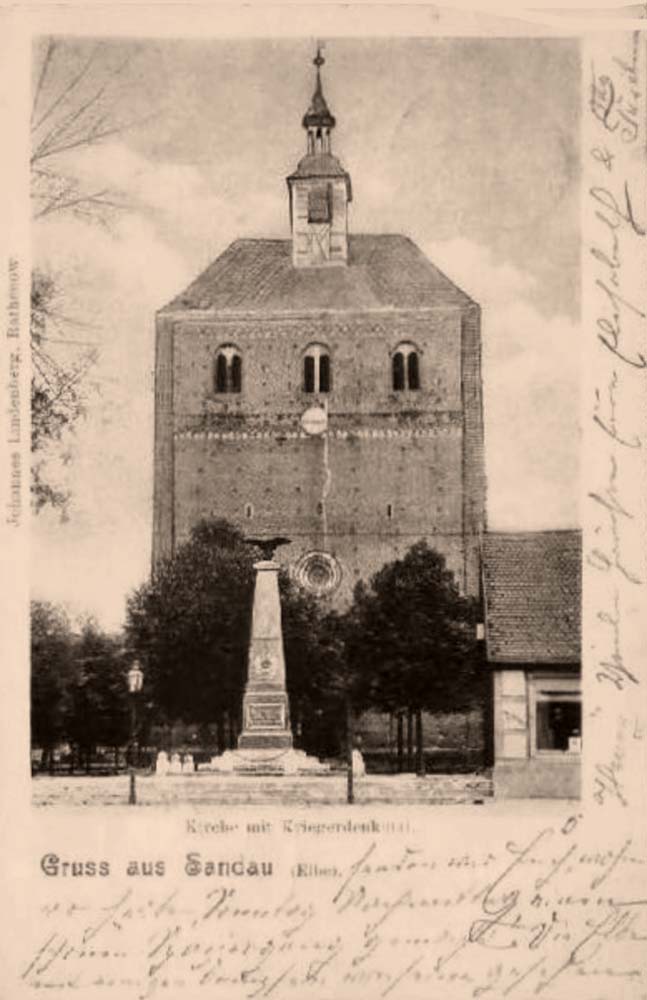Sandau (Elbe). Kirche und Denkmal, 1901