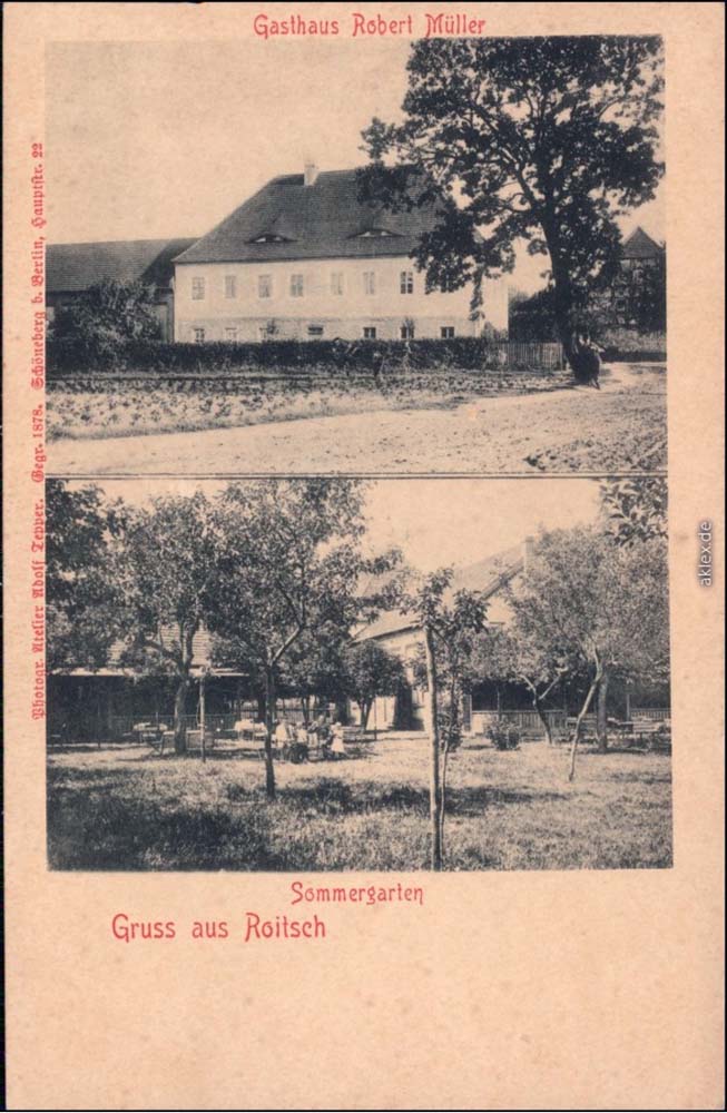 Sandersdorf-Brehna. Roitzsch - Gasthaus Robert Müller, Sommergarten, 1916