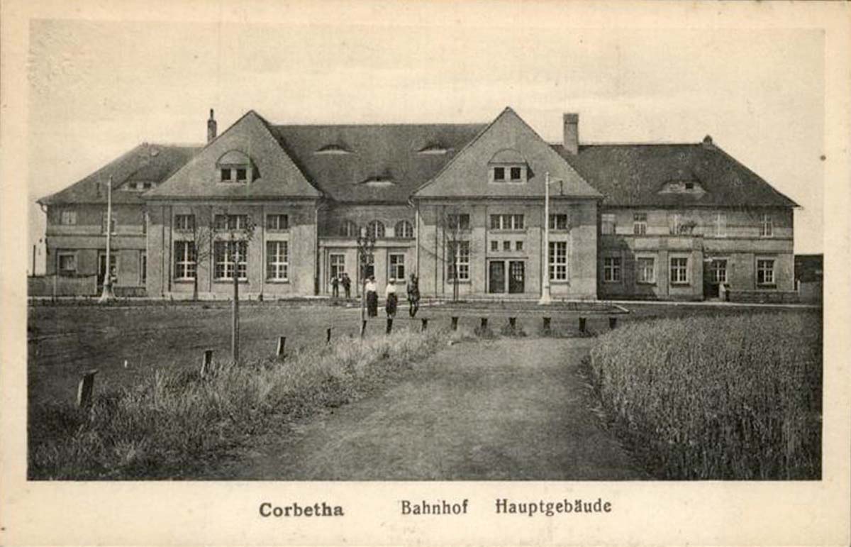 Schkopau. Korbetha - Bahnhof, Hauptgebäude, 1912