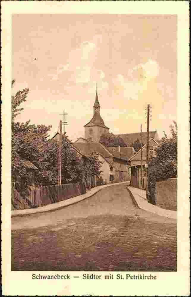 Schwanebeck. Südtor und Sankt-Petri-Kirche