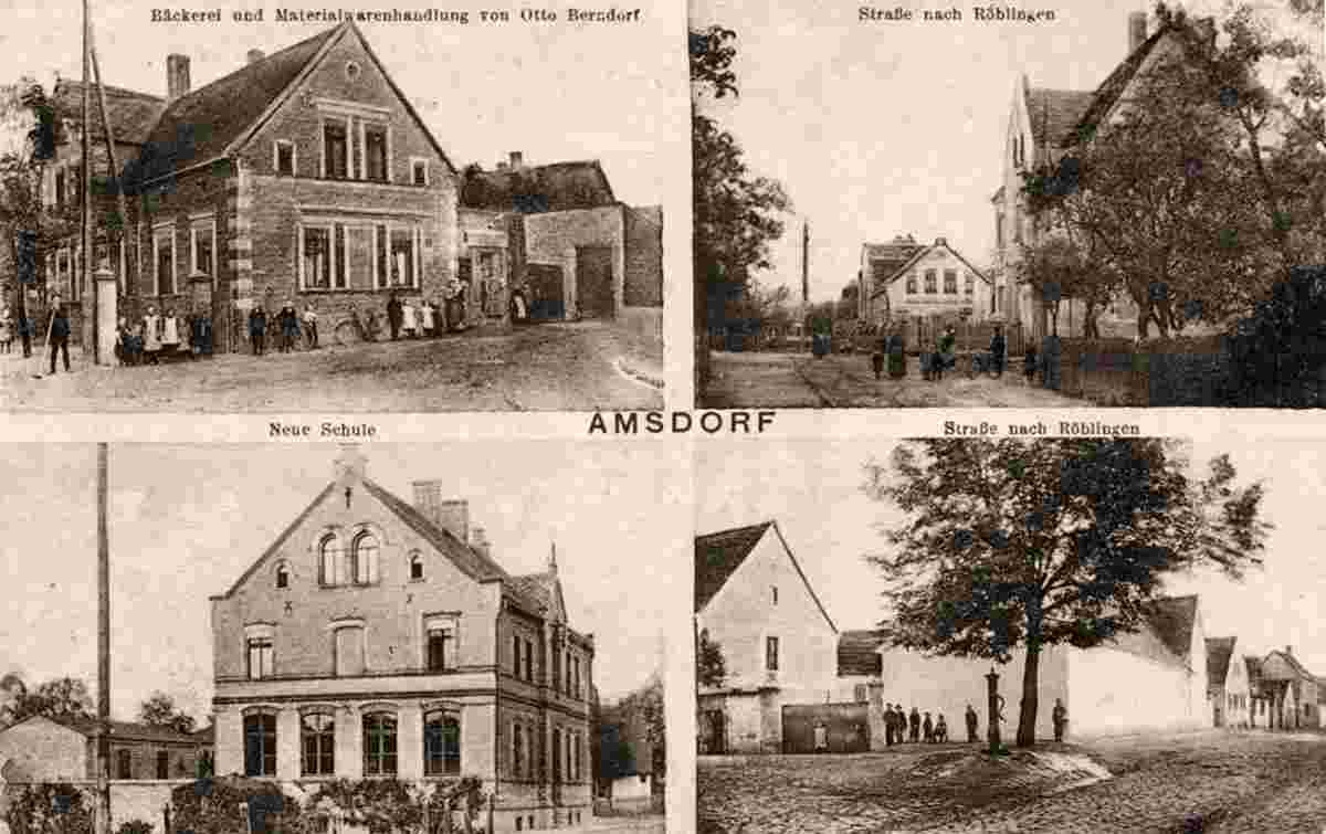 Seegebiet Mansfelder Land. Amsdorf - Bäckerei, Straße nach Röblingen, Neue Schule, 1910s