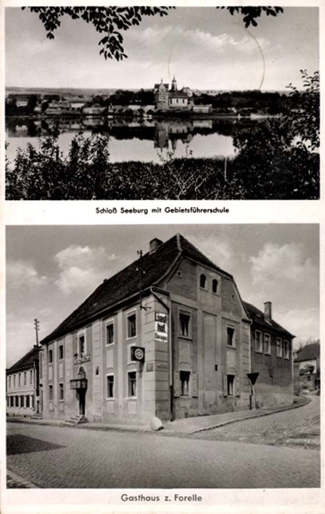 Seegebiet Mansfelder Land. Röblingen am See - Schloß Seeburg, Gasthaus zur Forelle, 1940
