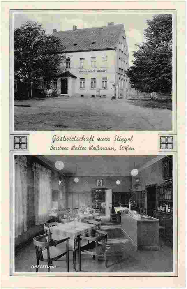 Stößen. Gastwirtschaft zum Stiegel, Gaststube, besitzer Walter Weißmann, 1940