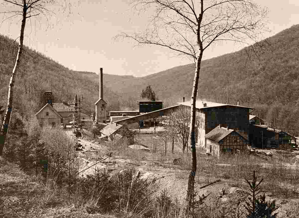 Südharz. Rottleberode - Flussspatgrube im Krummschlachttal, 1953