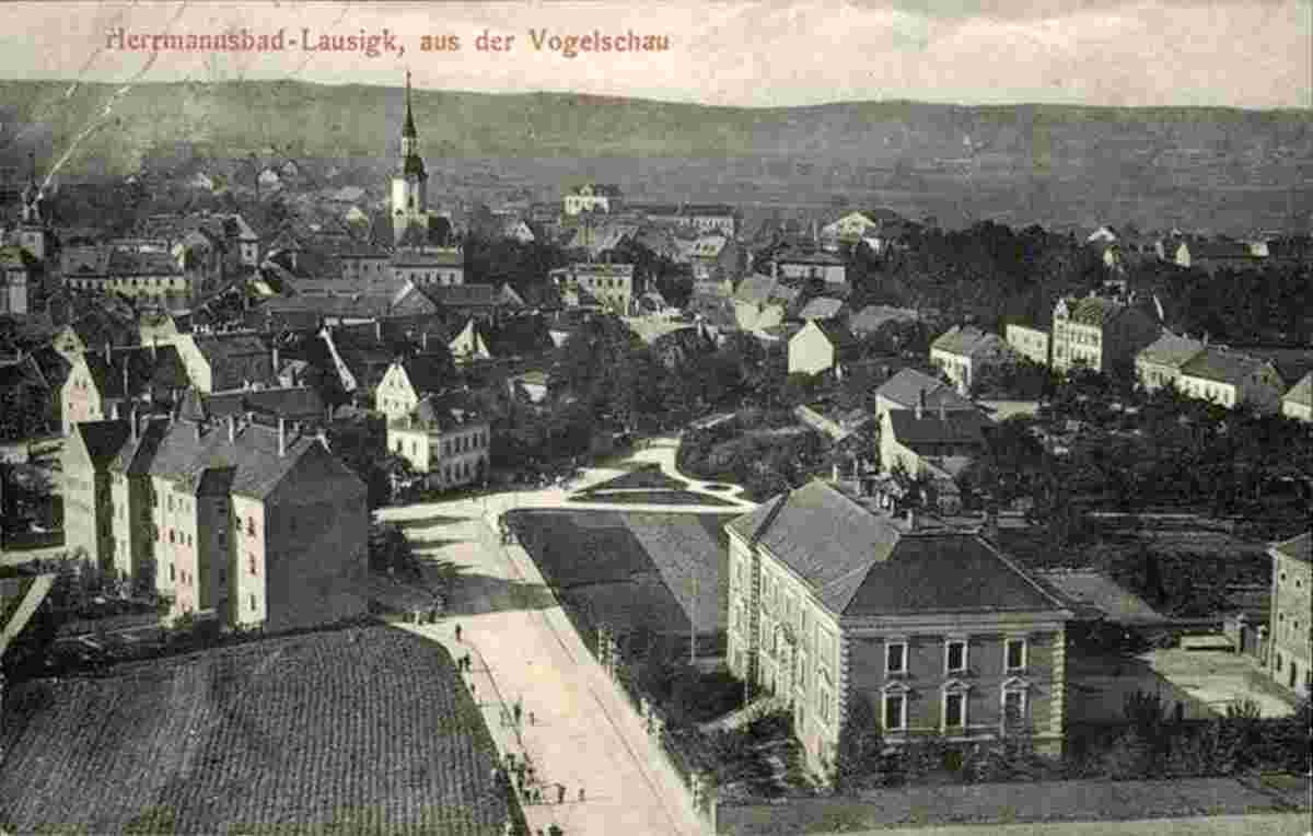 Südliches Anhalt. Scheuder-Lausigk - Herrmannsbad, Fliegeraufnahme, 1912