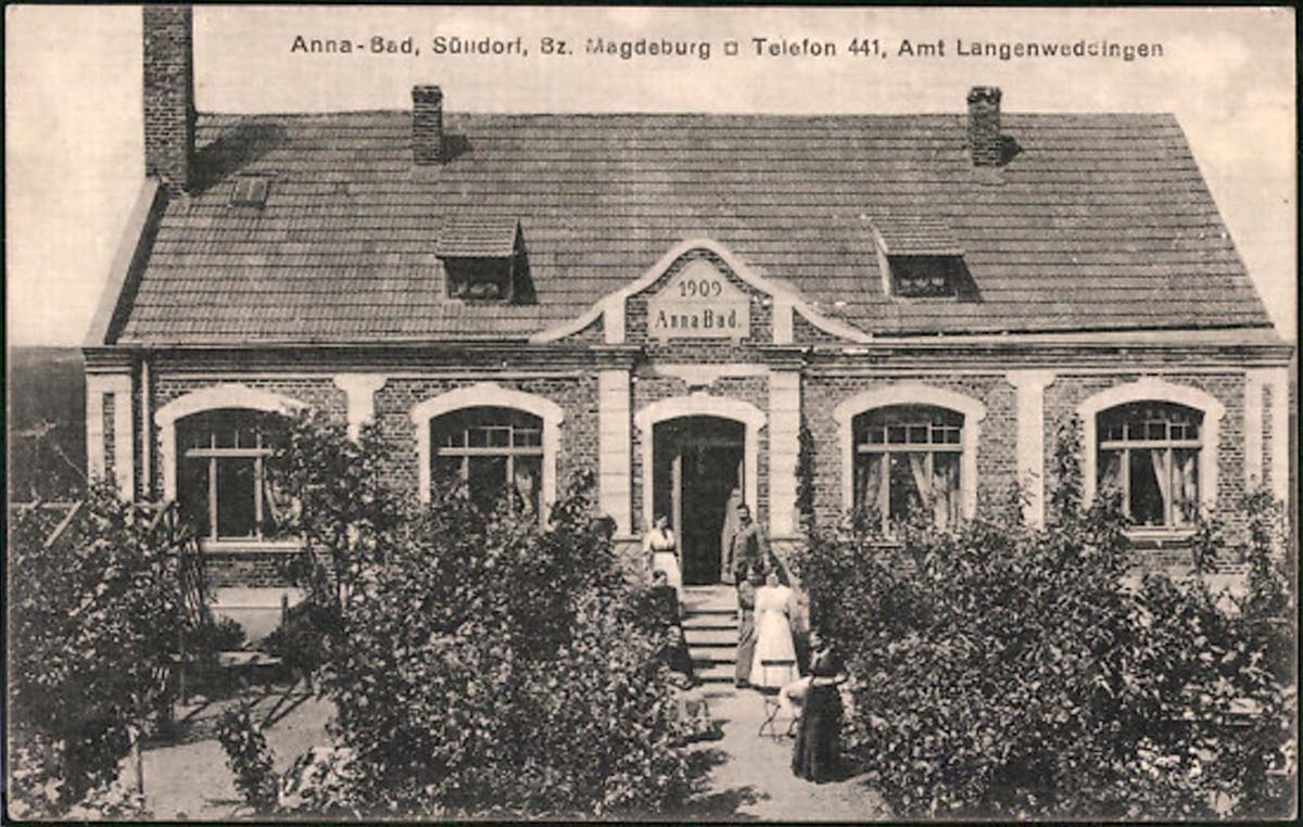 Sülzetal. Sülldorf - Ansicht vom Gasthaus Anna-Bad, 1917