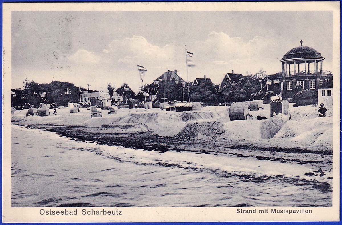 Scharbeutz. Strand mit Musikpavillon, 1929