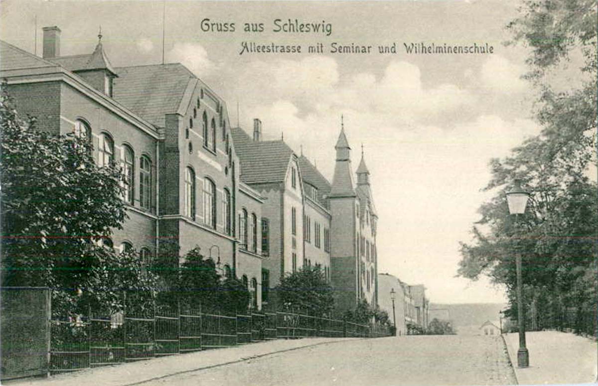 Schleswig. Alleestraße mit Seminar und Wilhelminenschule