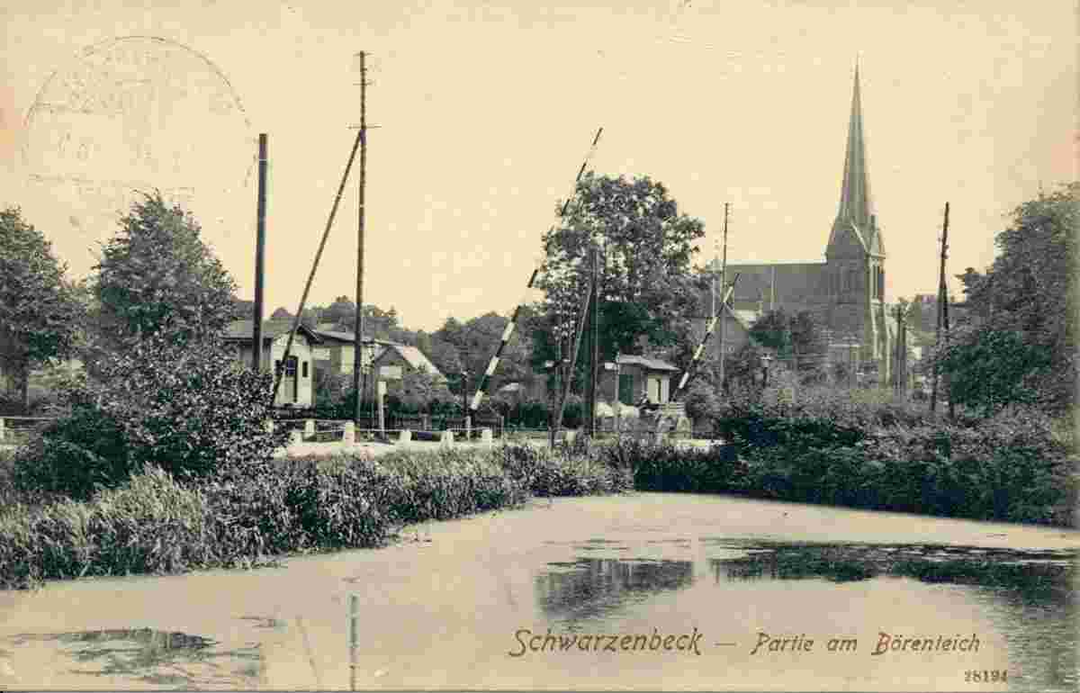 Schwarzenbek. Panorama von Börenteich und Kirche, 1910